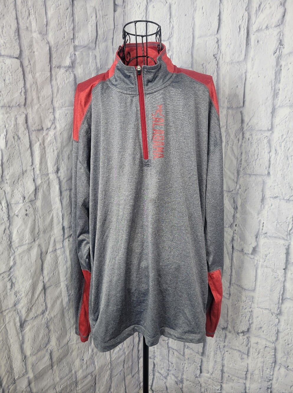 Columbia Alabama Crimson Tide Men's XL 1/4 Zip Pullover Gray/Red Jersey Shirt